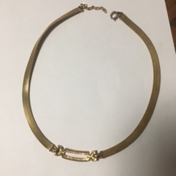 Vintage Christian Dior Germany Gold Tone Mesh Choker Necklace - Picture 3 of 11